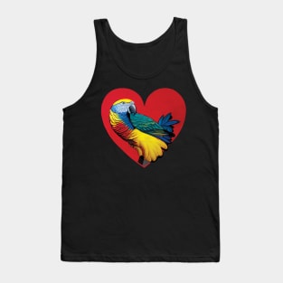 Colourful Parrot In a Heart Shape. Valentines Bird Tank Top